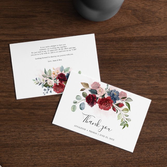 Budget Floral Botanical Greenery Wedding Thank You Note Card (Creator Uploaded)