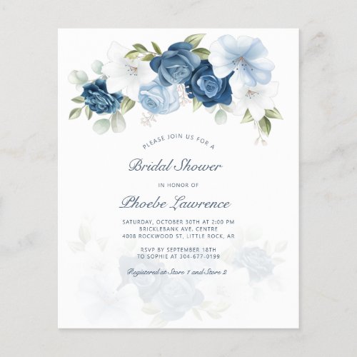 Budget Floral Bridal Shower Invitation