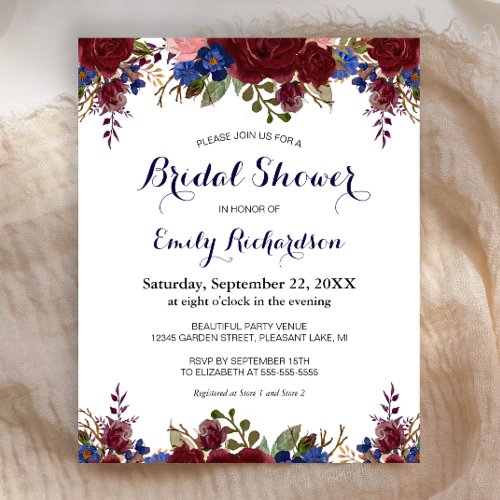 Budget Floral Bridal Shower Invitation