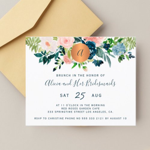 Budget floral bridesmaids brunch invitation