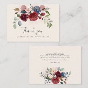 Budget Floral Burgundy Greenery Wedding Thank You Note Card