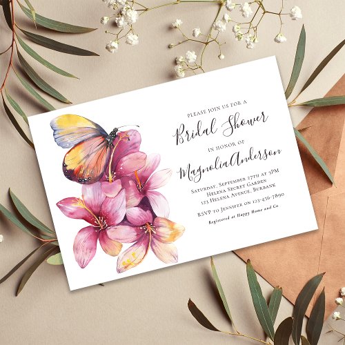 Budget Floral Butterfly Bridal Shower Invitation