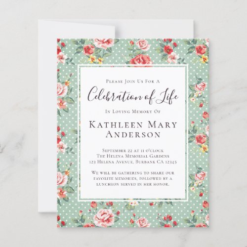 BUDGET Floral Celebration of Life Invitation