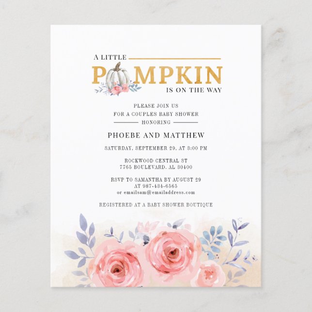 Budget Floral Couples Baby Shower Watercolor (Front)