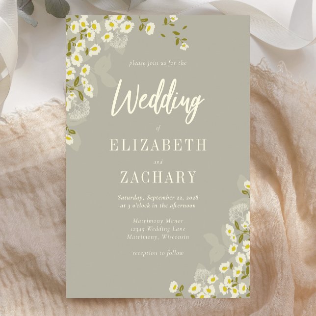 Budget Floral Cream Beige Wedding Invitation (Creator Uploaded)