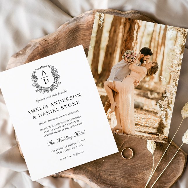 Budget Floral Crest Monogram Wedding Elegant (Creator Uploaded)