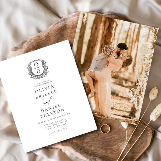 Budget Floral Crest Monogram Wedding Elegant Flyer (Creator Uploaded)