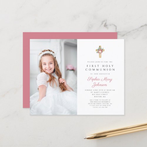 Budget Floral Cross Girl First Communion Photo