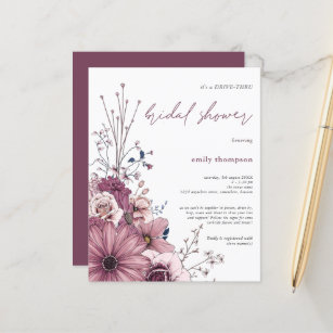 Budget Floral Drive By Bridal Shower Invitation