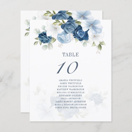 Budget Floral Dusty Blue Green Table Seating Chart