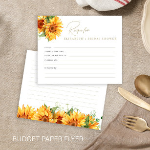 Budget floral elegant bridal shower recipe card flyer