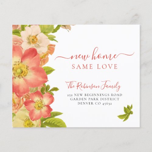 Budget floral elegant moving announcement