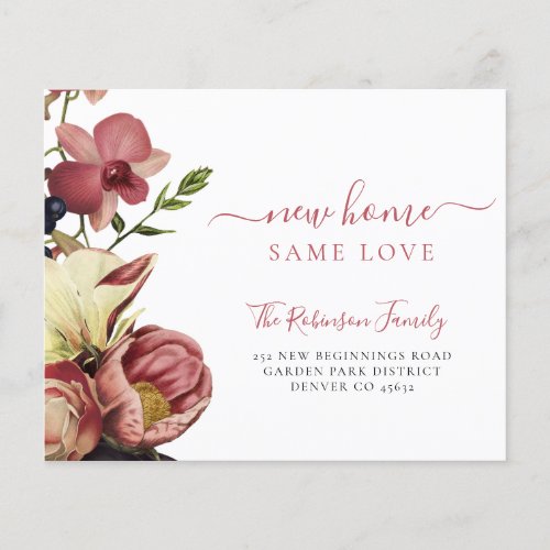 Budget floral elegant script moving announcement