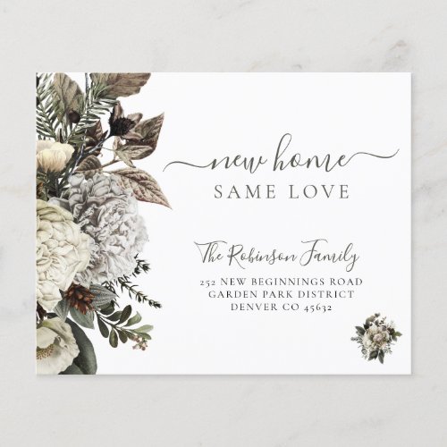 Budget floral elegant script moving announcement