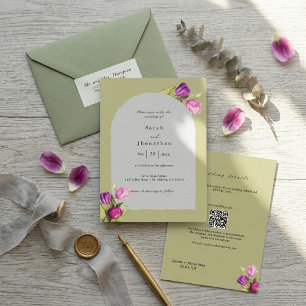 Budget Floral Elegant Tulip Wedding All In One  Invitation
