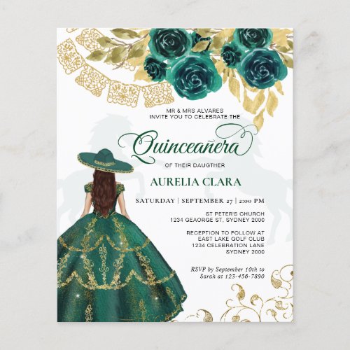 Budget Floral Emerald Green Horse Quinceaera