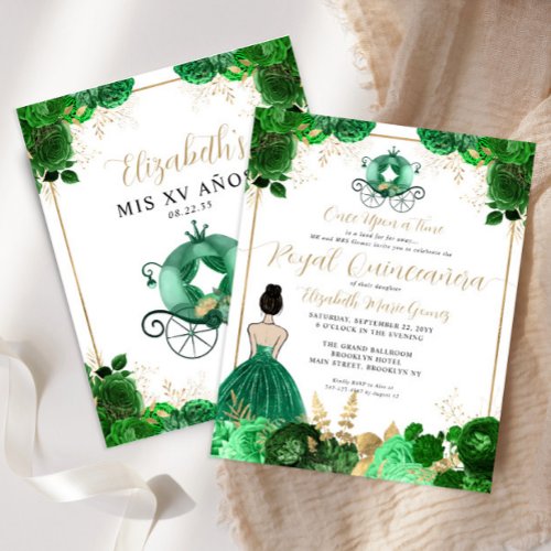 Budget Floral Emerald Green Royal Quinceanera