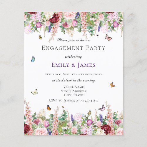 Budget Floral Engagement Party Invitation