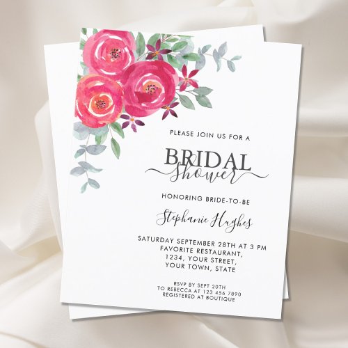 Budget Floral Eucalyptus Bridal Shower Invitation