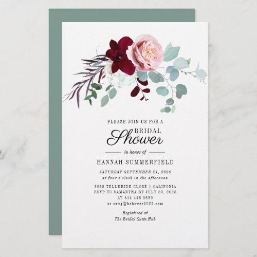 Budget Floral Eucalyptus Bridal Shower Invitation Stationery