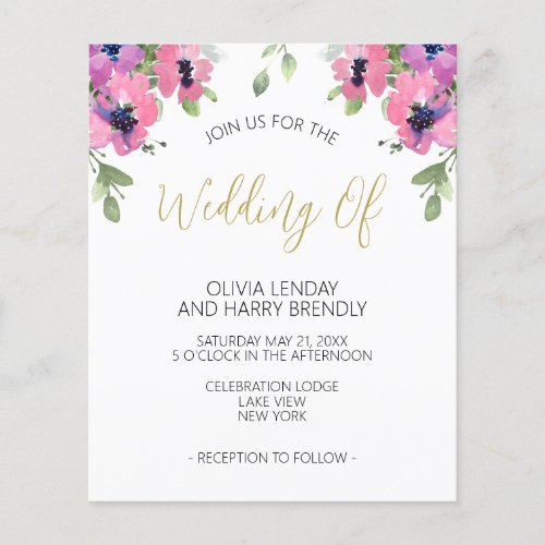 Budget Floral Eucalyptus Green Gold  Wedding Flyer