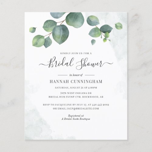 Budget Floral Eucalyptus Script Bridal Shower