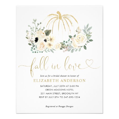 Budget Floral Fall in Love Pumpkin Bridal Shower Flyer