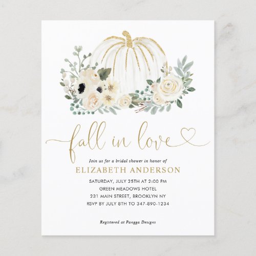 Budget Floral Fall in Love Pumpkin Bridal Shower Flyer