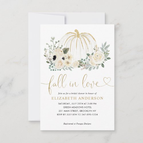 Budget Floral Fall in Love Pumpkin Bridal Shower Note Card