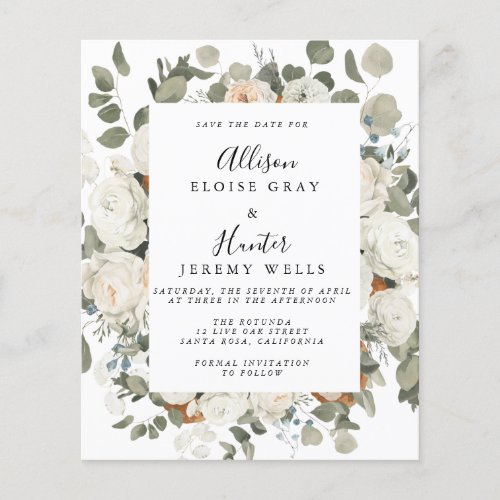 Budget Floral Frame Save the Date Flyer