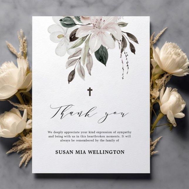 Budget Floral Funeral Thank you Memorial Card (Creator Uploaded)
