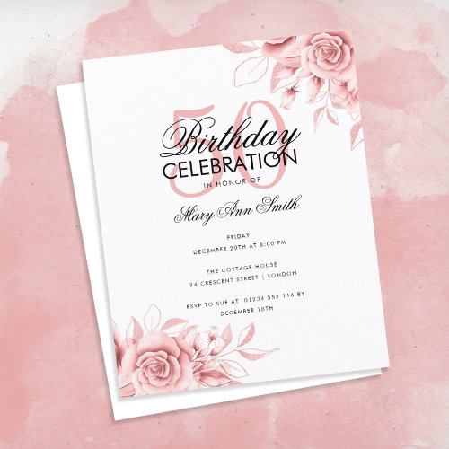Budget Floral Glam Birthday Party Rose Gold