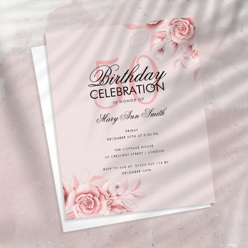 Budget Floral Glam Birthday Party Rose Gold Blush
