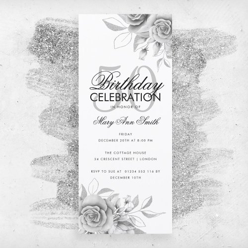 Budget Floral Glam Birthday Party Silver 