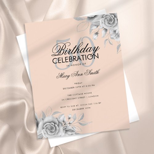 Budget Floral Glam Birthday Party Silver Blush 