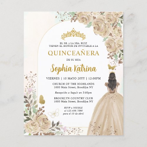 Budget Floral Gold BILINGUAL Spanish Quinceanera