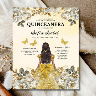 Budget Floral Gold Butterfly Princess Quinceanera Flyer
