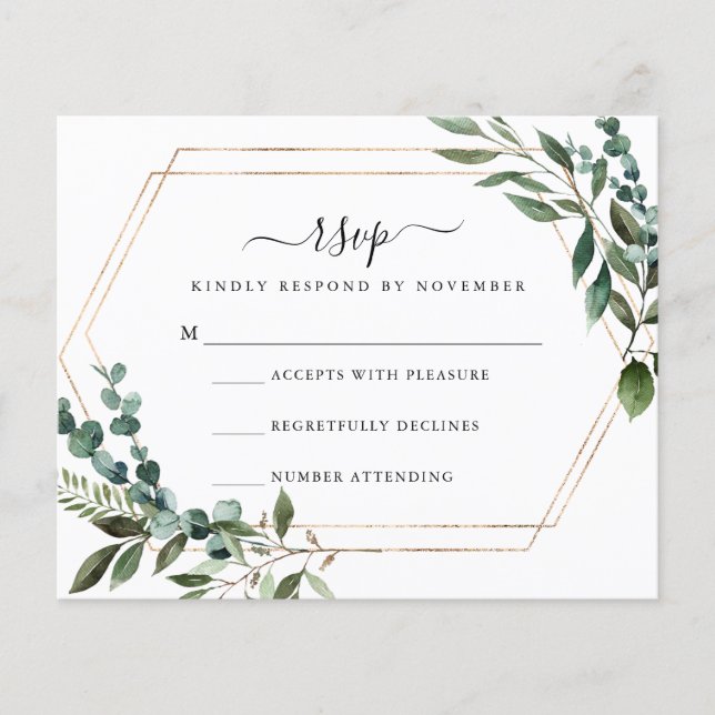 Budget Floral Gold Frame RSVP Card | Flyer (Front)
