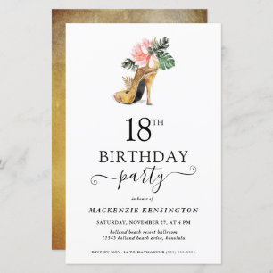 Budget Floral Gold High Heels 18th Birthday