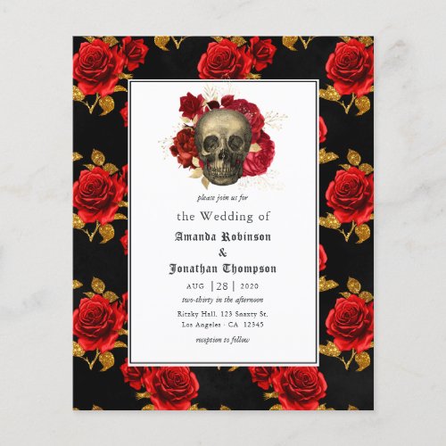 Budget Floral Gothic Wedding Invitation Flyer