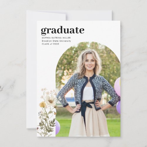 Budget Floral Grad Photo Graduation Announcement