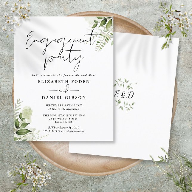 Budget Floral Greenery Engagement Party Invitation (Budget Floral Greenery Engagement Party Invitation)