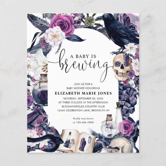 Budget Floral Halloween Baby is Brewing Shower (Front)