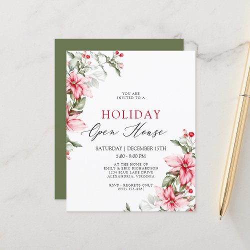 Budget Floral  Holiday House Party Flyer