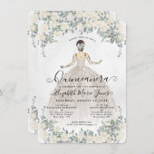Budget Floral Ivory Princess Birthday Quinceanera Note Card (Front/Back)
