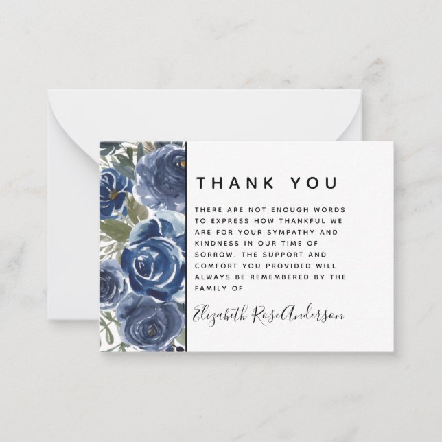 BUDGET Floral Modern Sympathy Funeral Thank You Note Card (Front)