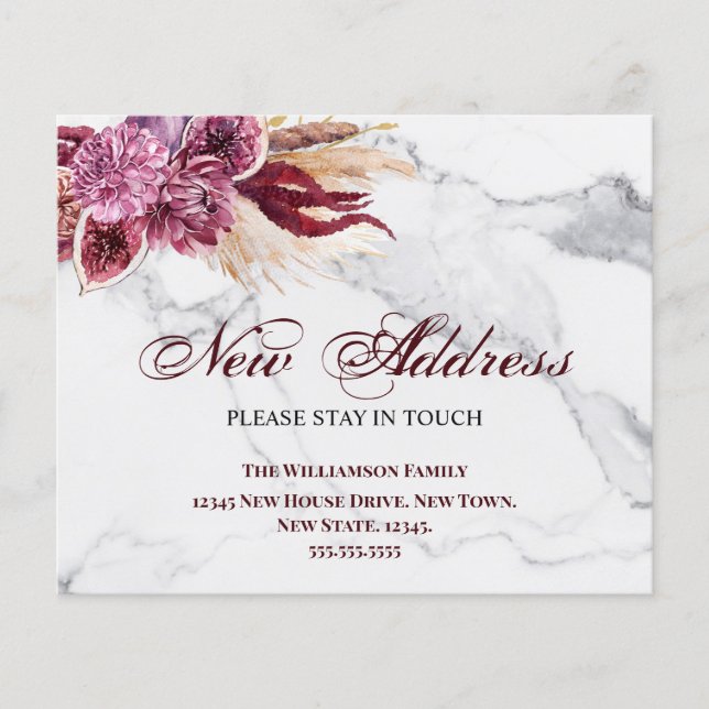  Budget Floral  New Address  Moving  Announcement  (Front)