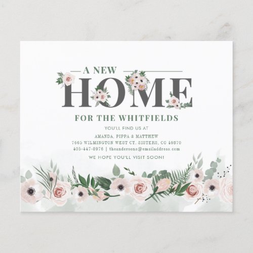 Budget Floral New Home Address Moving Announcement
