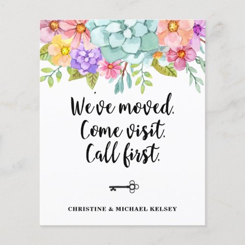 Budget Floral New Home Address Moving Announcement