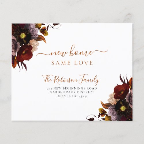 Budget floral new home chic moving announcement